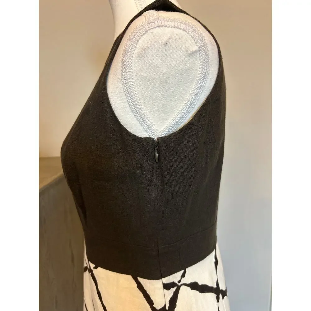 Ann Taylor | Brown Ivory Linen Blend A-Line Dress | 4P - Picture 9 of 14